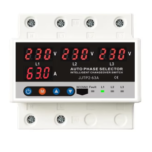 1 Releu comutator automat de faze si protectie integrata la supra si subtensiune, selector de faze, 63 A, 3P+N