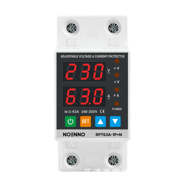 1 Releu digital de protectie tensiune monofazic 230v, reglabil si digital, recuperare automata, 1-63A