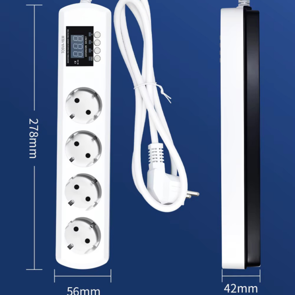 Prelungitor cu protectie tensiune si curent reglabil NOENNO, 16A, 3200W, afisaj digital, protectie completa