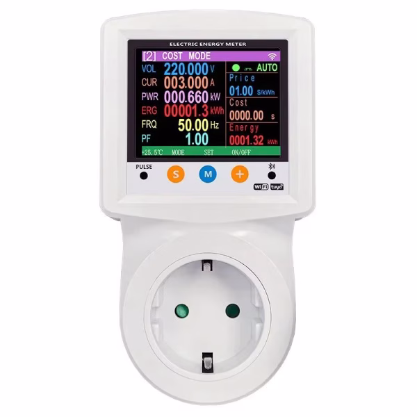 Priza inteligenta WIFI, tip contor, programabila, afisaj color, V/ A/ KW/ Kwh, Priza inteligenta WIFI, tip contor, programabila, afisaj color, V/ A/ KW/ Kwh, setare cost energie, protectie supra/ subtensiune, supracurent, TUYA