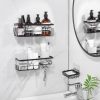 Etajera pentru baie si dus, Noenno, din otel inoxidabil, pentru depozitare si – imagine 3 Etajera pentru baie si dus, Noenno, din otel inoxidabil, pentru depozitare si organizare, Negru