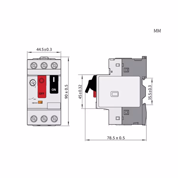 Intrerupator motor cu circuit magnetic si protectie termica, disjunctor motor 3P, 24-32A, capacitate rupere Uimp 6kV