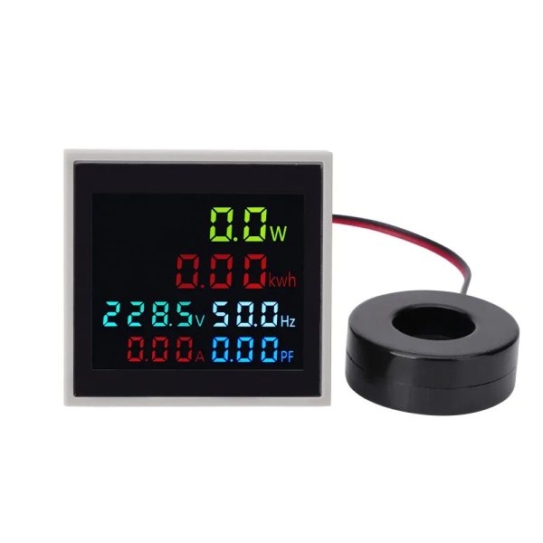 Panelmetru combinat si multifunctional, 6 in 1 AC 50-300V, 0-100 A color – imagine 3 Panelmetru combinat si multifunctional, 6 in 1 AC 50-300V, 0-100 A color cu transformator de curent