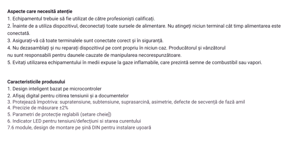 ASPECT~1 Releu de protectie trifazat 3P+N NOENNO, afisaj digital color, supratensiune/ subtensiune/ supracurent, 63A