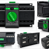 Black Electrical Transfer Switch Product Collage Comutator de transfer automat trifazic 4P retea sau sursa auxiliara ATS clasa PC 220V 63A negru