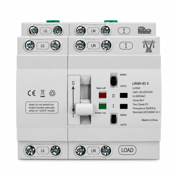 Comutator de Transfer Automat ATS 4P, retea-sursa auxiliara, trifazat, Clasa PC, 63A