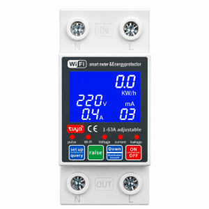 Contor de energie bidirectional Tuya, Smart meter, releu de protectie supra/ subtensiune, intarziere la pornire, protectie scurgeri tensiune reglabil 1-63A monitor energie, panouri fotovoltaice