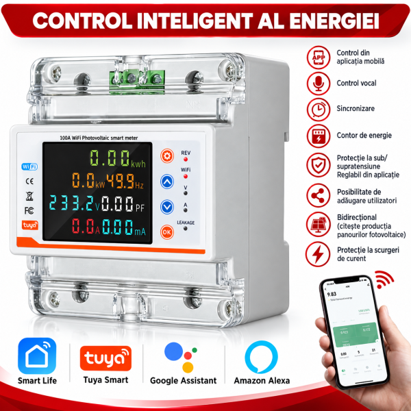 ChatGPT Image Sep 26, 2026, 03_55_40 PM Contor de energie Tuya Smart WiFi, releu de protectie supra/ subtensiune, monofazic bidirectional, protectie scurgeri tensiune reglabil 1-100A monitor energie de mare precizie, panouri fotovoltaice
