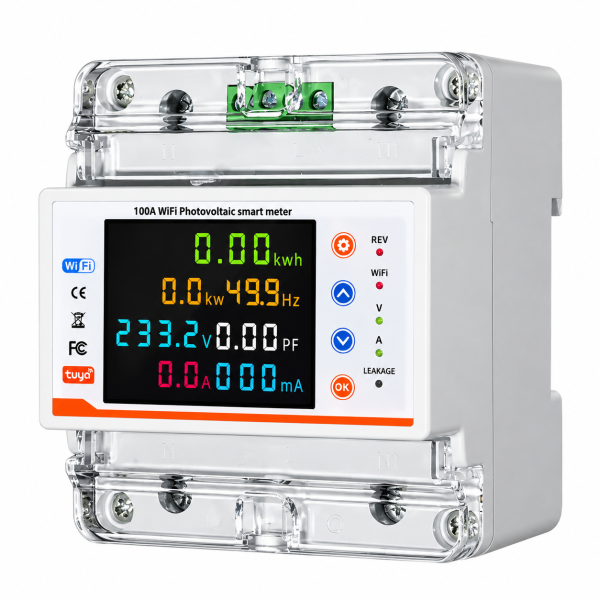 ChatGPT Image Sep 26, 2026, 03_55_48 PM Contor de energie Tuya Smart WiFi, releu de protectie supra/ subtensiune, monofazic bidirectional, protectie scurgeri tensiune reglabil 1-100A monitor energie de mare precizie, panouri fotovoltaice