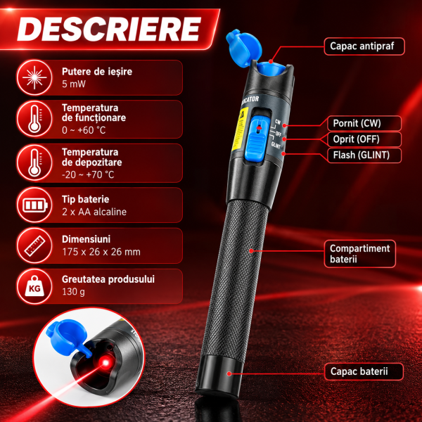 ChatGPT Image Sep 27, 2026, 07_37_35 AM Tester fibra optica raza 30 km pentru detectare si localizare cablurilor de fibra optica, laser 30 Mw, LC, ST, SC
