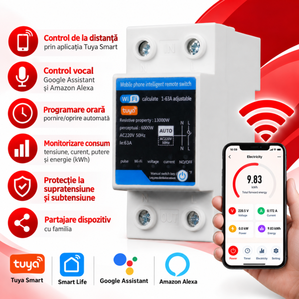 ChatGPT Image Sep 28, 2026, 04_07_18 PM Contor de energie Tuya Smart WiFi, releu de protectie supra/subtensiune, protectie scurgeri tensiune reglabil 1-63A monitor energie de mare precizie