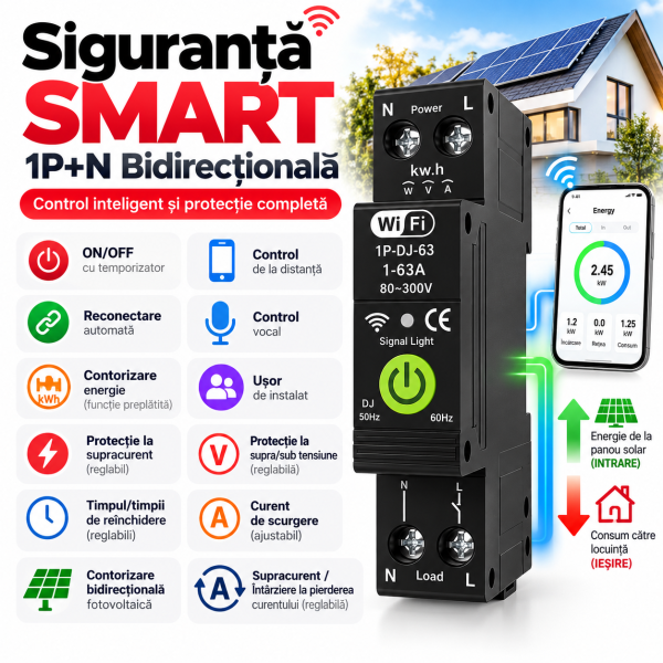 ChatGPT Image Sep 29, 2026, 05_11_00 AM Releu smart bidirectional cu reductor NOENNO, Wi-Fi, protectie supratensiune/subtensiune, contor energie, 1–63A