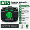 Comutator de transfer automat monofazic 2P retea sau sursa auxiliara ATS clasa PC 220V 63A negru