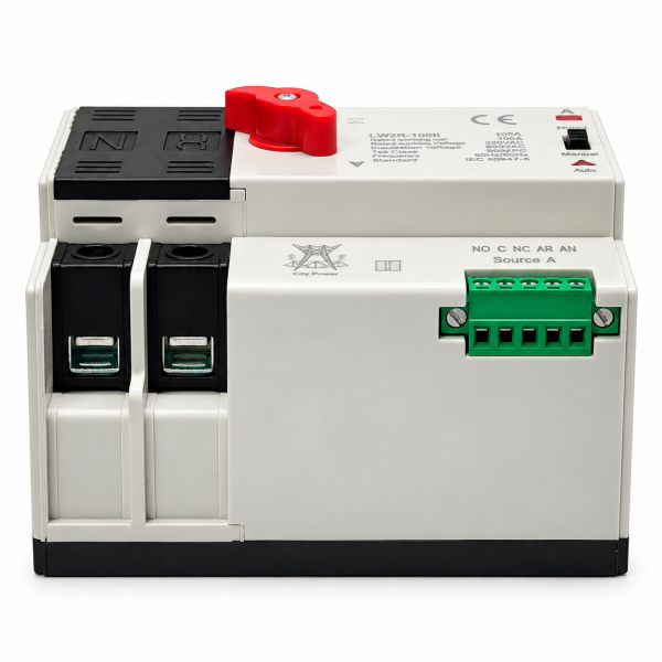 Modul electric industrial LW2R-100II Comutator de transfer automat, monofazat, pentru retea-generator, ATS 1P+N, 100A