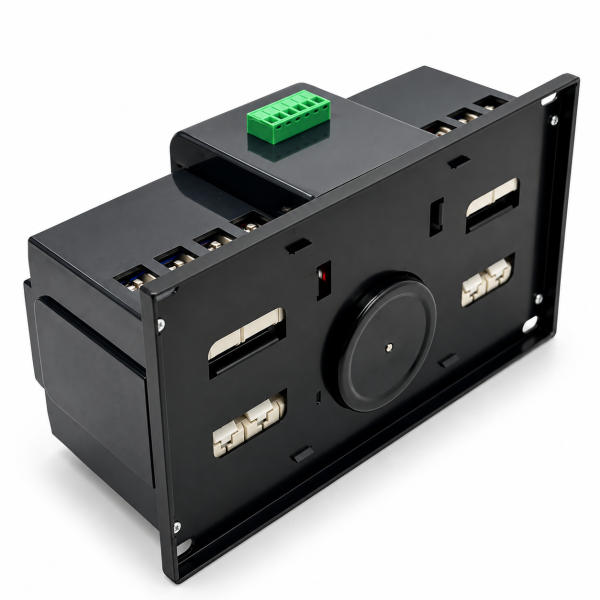 Modul industrial cu terminal verde Comutator de transfer automat trifazic 4P retea sau sursa auxiliara ATS clasa PC 220V 63A negru