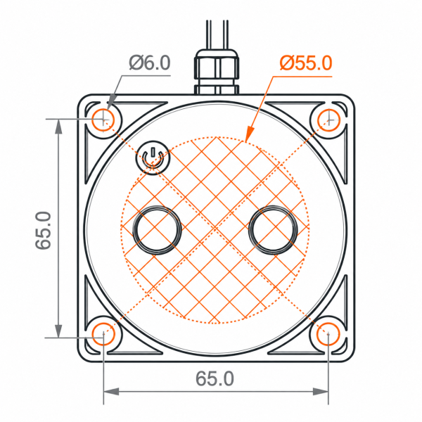 Technical Sensor Housing Dimension Drawing Senzor nivel apa inteligent Tuya cu ultrasunete, wifi, masurare lichid pana la 4 metri, automatizare pompe