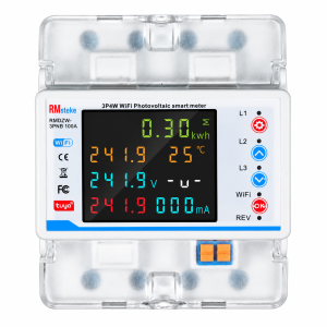 Contor de energie smart TUYA, bidirectional, trifazic 3P+N, pentru panouri fotovoltaice 100A