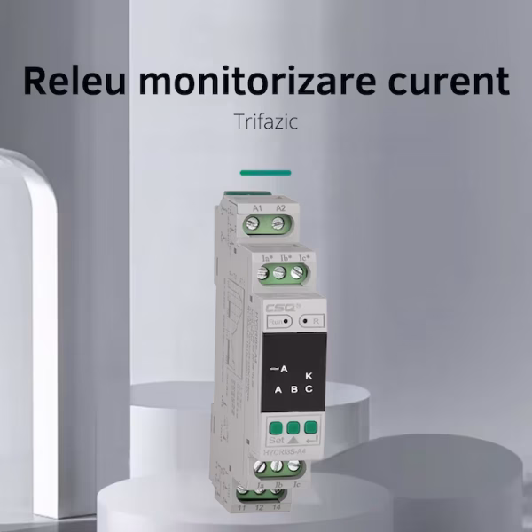 Releu monitorizare tensiune trifazic, protectie supratensiune si subtensiune cu pornire intarziata